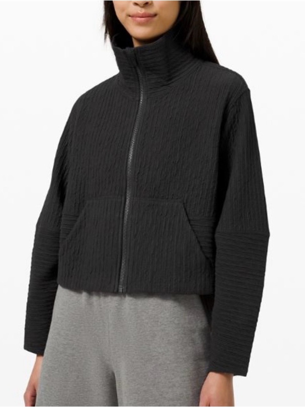 Lululemon Textured Cropped Jacket Black Women’s Size M/L